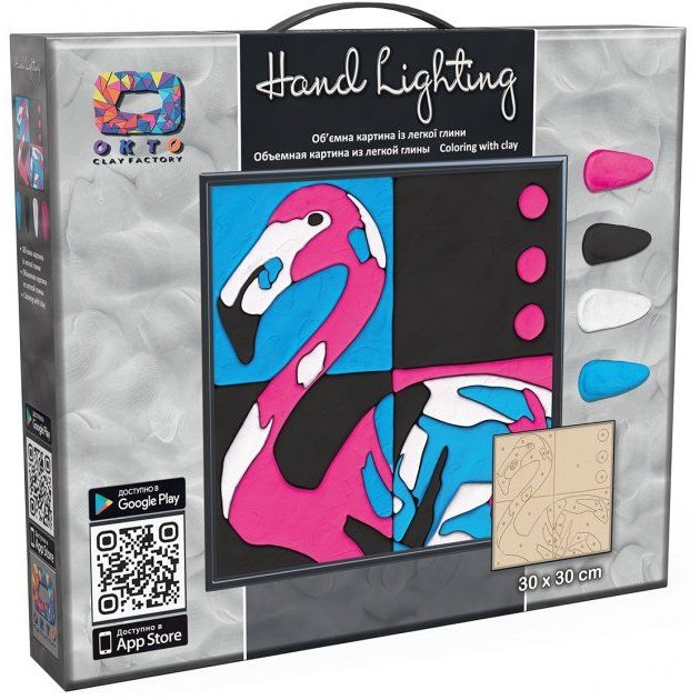 Set pictura 3D cu argila usoara Flamingo 30x30cm