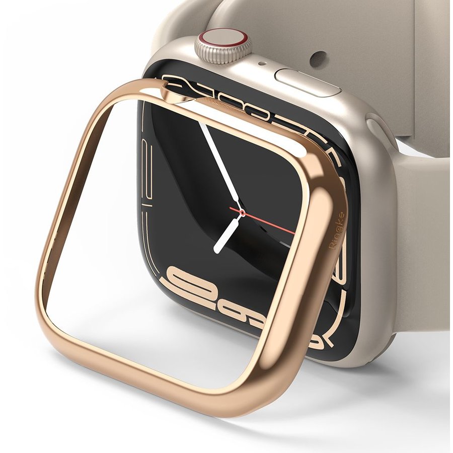 Rama ornamentala inox compatibila cu Apple Watch 7 41mm Glossy Rose Gold