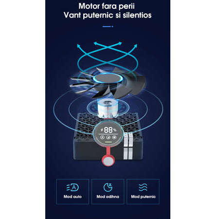 Purificator de Aer NEX CARE® Resigilat  Mod Silentios Display LED Smart Baterie 4000mAh Senzor pentru Monitorizarea Calitatii Aerului Alb