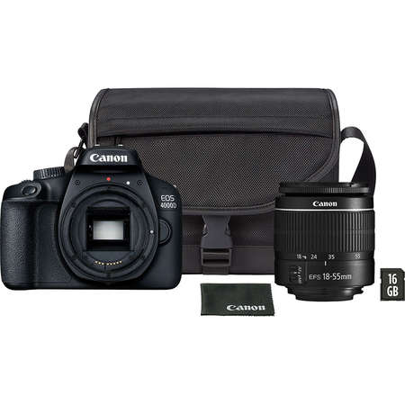 Aparat foto DSLR Canon 4000D 18.7Mpx Kit EF-S 18-55mm DCIII + geanta SB130 + SD 16GB Black