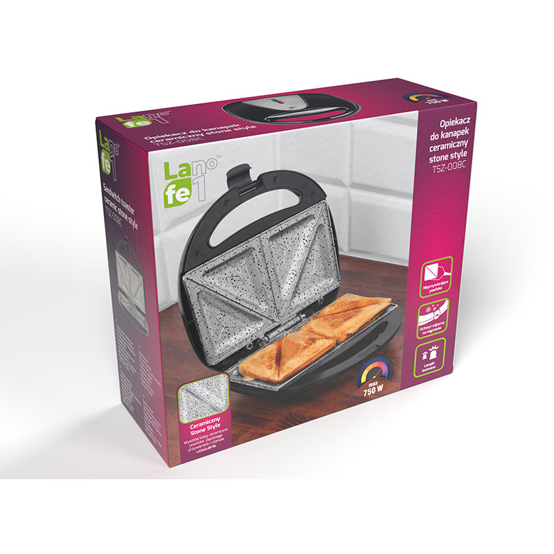 Sandwich-maker TSZ-008C Ceramic 750W Negru