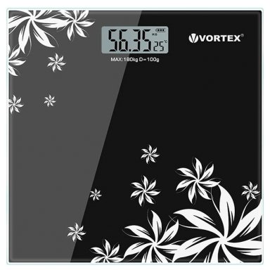 Cantar Baie Vortex VO4802 Greutate Maxima Admisa 180Kg Electronic Sticla Securizata Negru