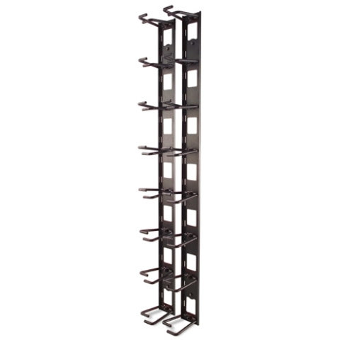 Organizator cabluri AR8442 Vertical 0U 8 inele set 2 bucati Black