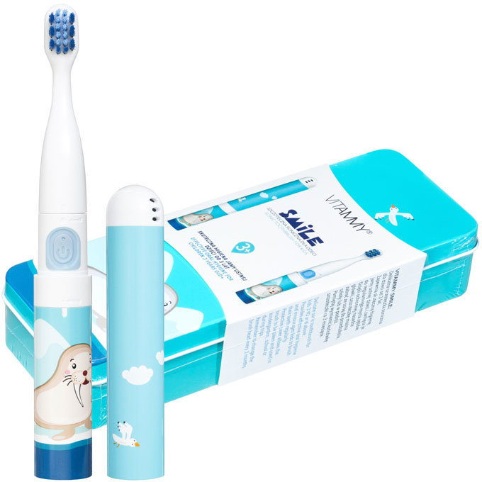Periuta de dinți electrica Vitammy Smile pentru copii 3 ani+ cutie travel Animatie Morsa