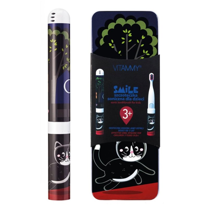 Periuta de dinti electrica Vitammy Smile pentru copii 3 ani+ cutie travel Animatie Pisoi — imaginea 2