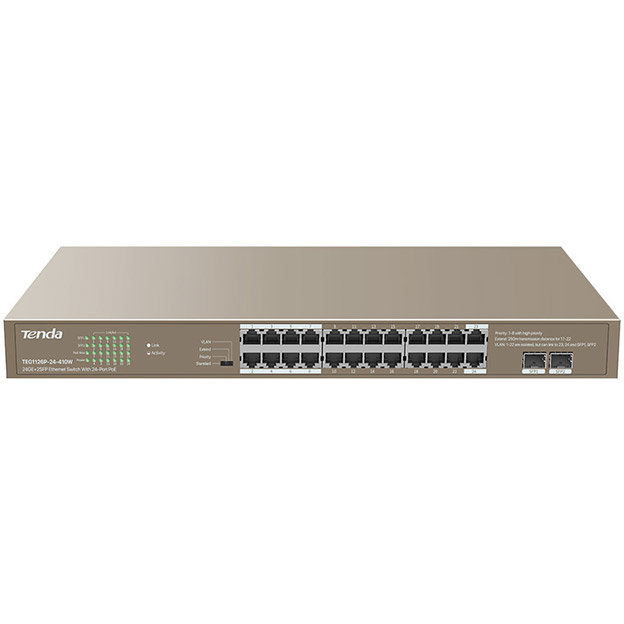 Switch TEG1126P-24-410W Rackmount 24 porturi PoE 2 Gigabit SFP 370 W