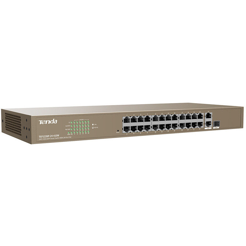 Switch TEF1126P-24-410 w2.0 Smart Managed POE Rackmount 1 Gigabit 24 10/100 Mbps PoE 1 Combo SFP 370W