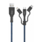 Cablu de date si Incarcare Goui G-3IN1-15M USB la Lightning MicroUSB Type-C 1.5m Bleumarin / Negru