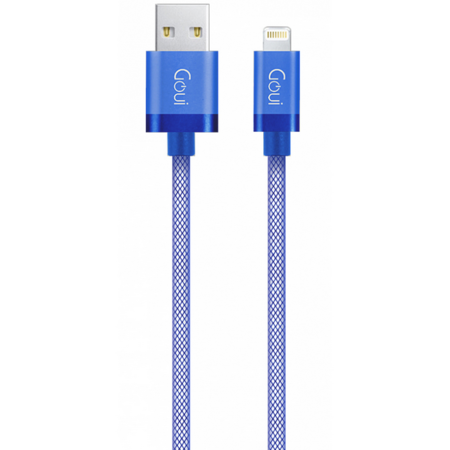 Cablu de date si Incarcare Goui G-LC8PIN-02B Metallic USB la Lightning 1m Albastru