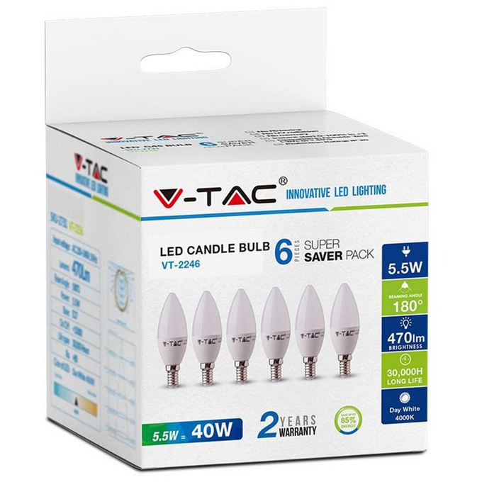 Set 6 Becuri LED SKU-2737 E14 5.5W 4000K lumina alba neutra