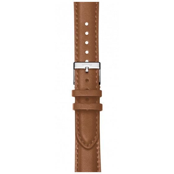 Curea Smartwatch Leather Curved Wristband 18mm W Silver Buckle Pentru Scanwatch 38mm, Steel Hr 36mm, Withings Move, Move Ecg Steel
