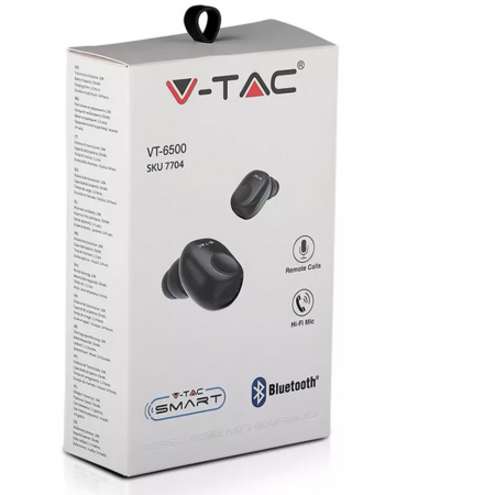 Casca Bluetooth V-Tac 7704 Earbuds Black