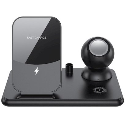 Statie de incarcare W58 4 in 1 Wireless Quick Charge 15W Cablu USB-C Negru