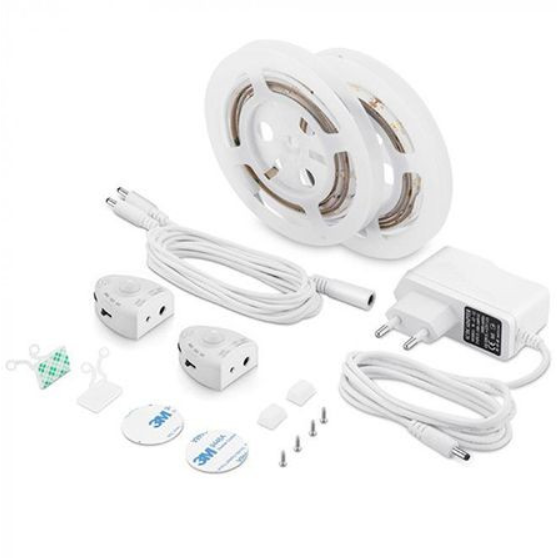 Kit Banda LED cu senzor de miscare pentru iluminat pat 2551 12V 4500K Double 2m Alb cald
