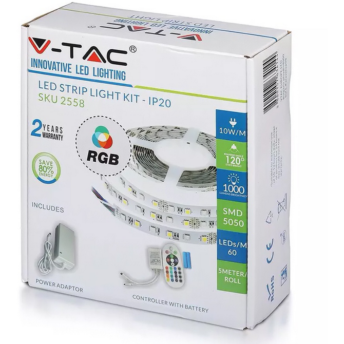 Kit Banda LED 2558 SMD5050 6000K 60LED/M IP20 5m RGB