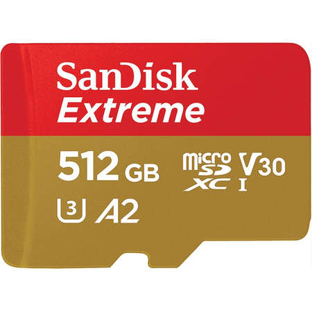 Card Sandisk Extreme R190/W130 microSDXC 512GB UHS-I U3 A2 Clasa 10 cu adaptor SD