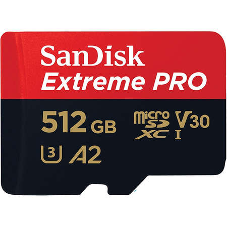 Card Sandisk Extreme PRO R200/W140 microSDXC 512GB UHS-I U3 A2 Clasa 10 cu adaptor SD