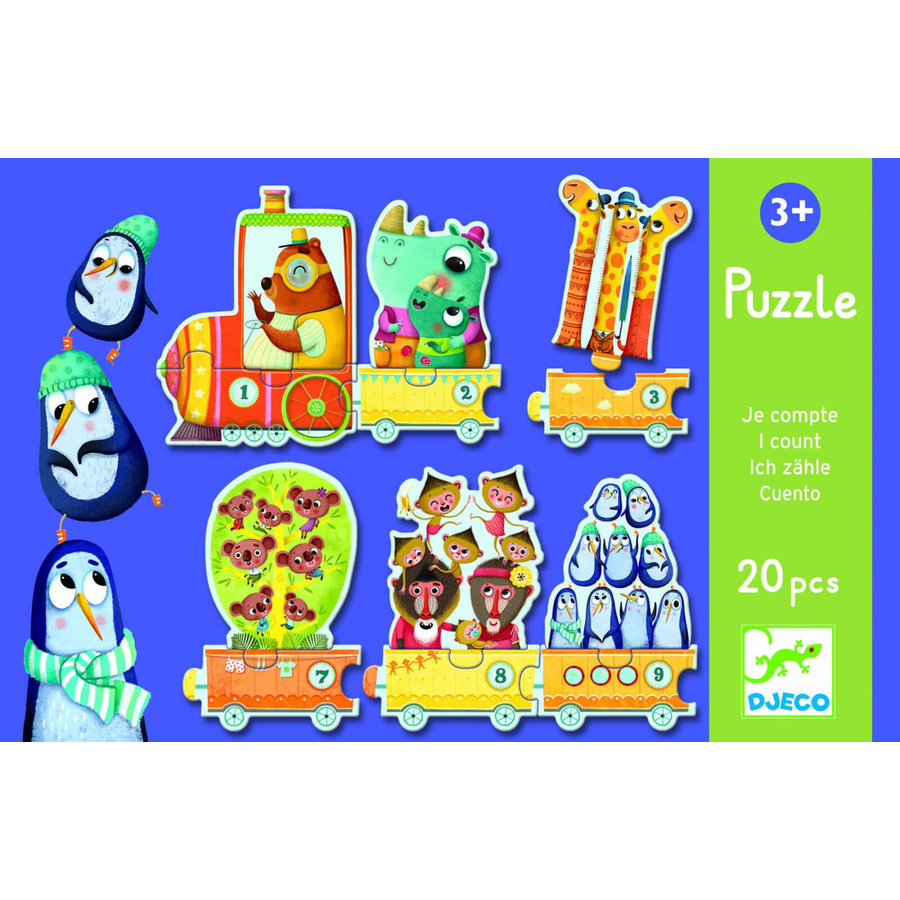 Puzzle Trenuletul cu animale invata numerele