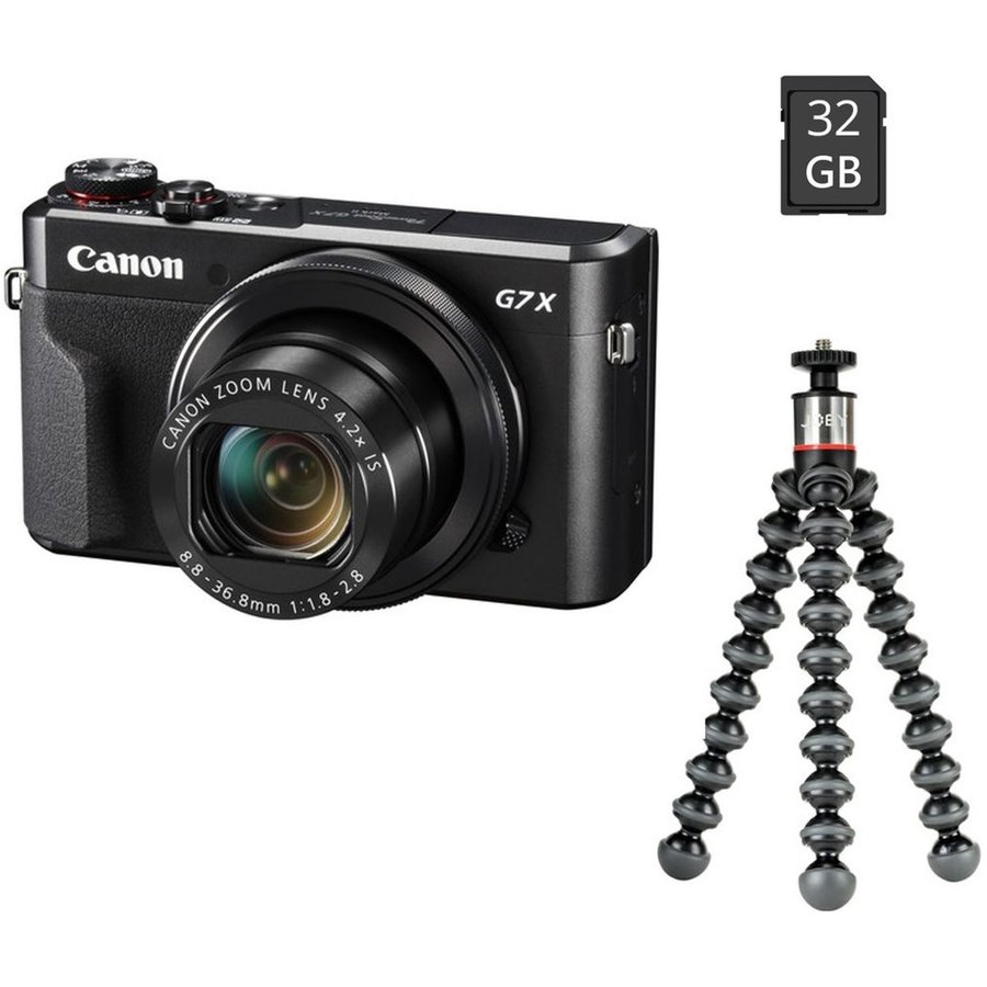 Aparat Foto Compact Powershot G7X II Black + Kit Vlogger