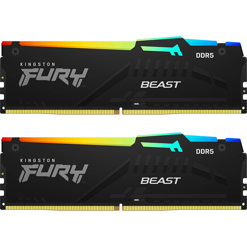 Memorie FURY Beast RGB Black 16GB (2x8GB) DDR5 5200MHz CL40 Dual Channel Kit