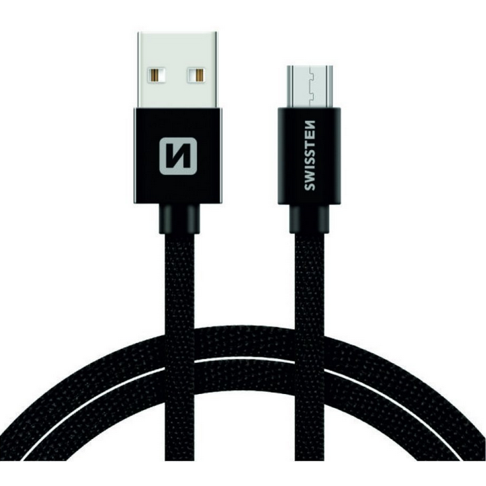 Cablu Date Micro Usb  Textil, 1.2m Negru