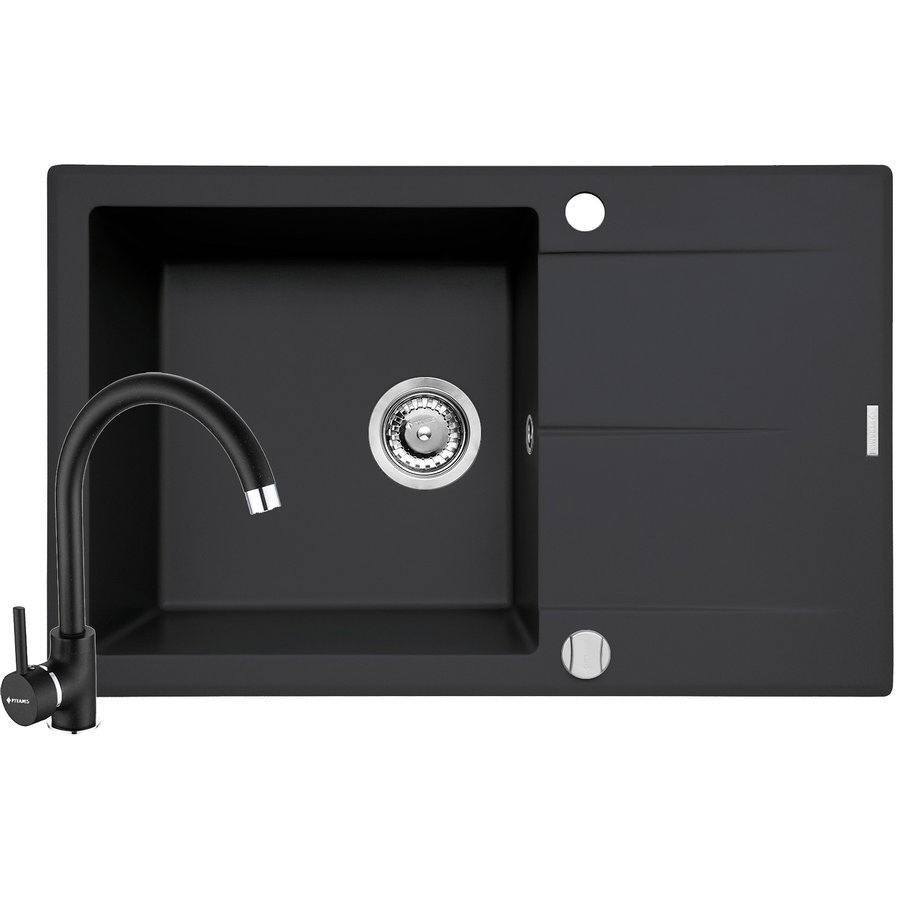 Set Chiuveta bucatarie + Baterie Eco Bello Keros 1B 1D 76x48 Carbon