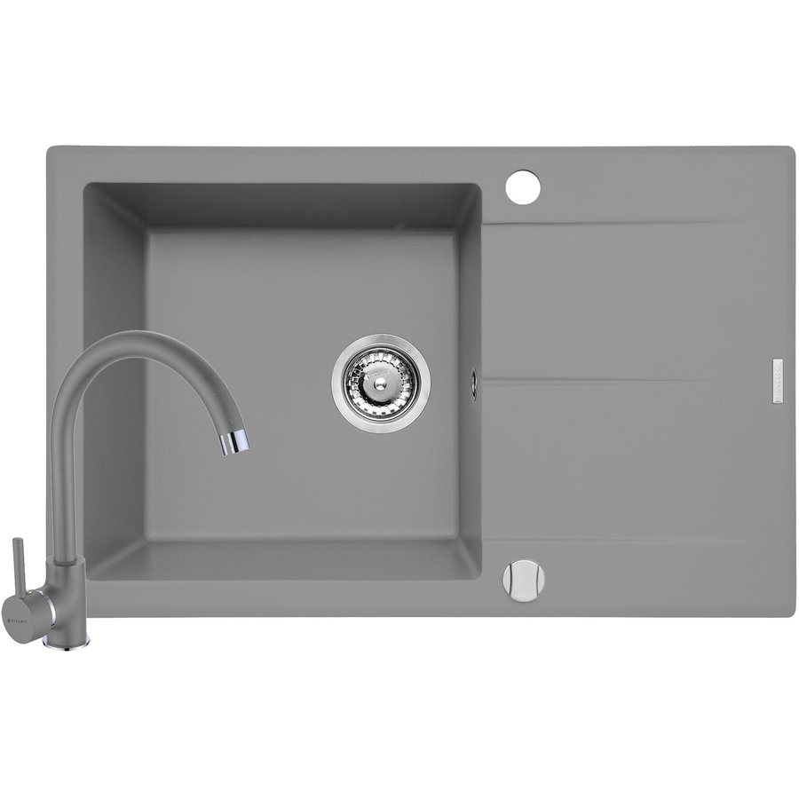 Set Chiuveta bucatarie + Baterie Eco Bello Keros 1B 1D 76x48 Grey