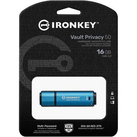 Memorie USB Kingston IronKey VP50 16GB USB 3.0 secure Blue