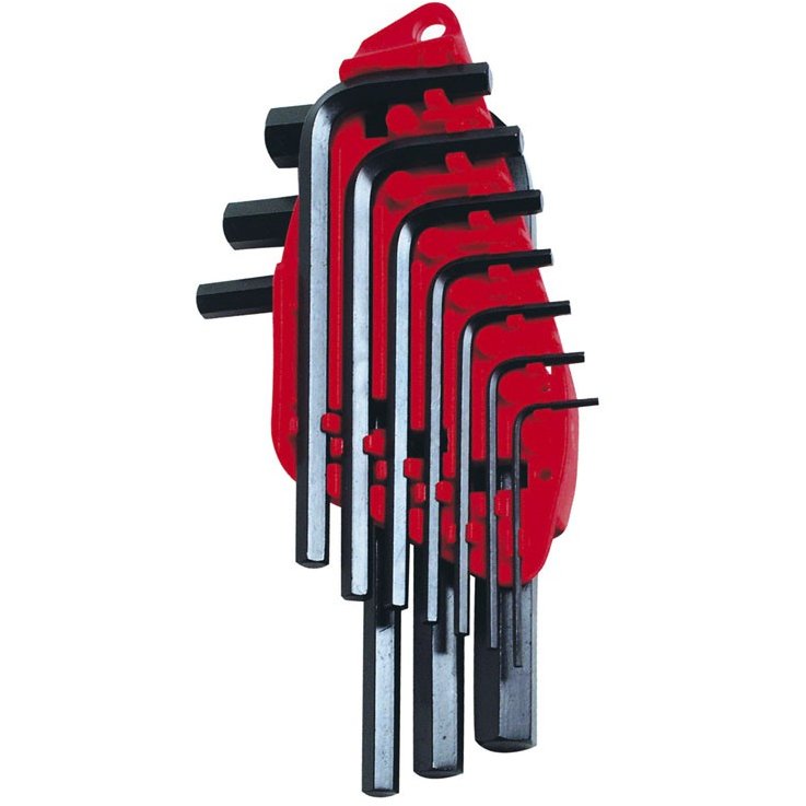 Set 10 Chei Imbus 0-69-253 in Sistem Metric 1.5-2-2.5-3-4-5-5.5-6-8-10mm Rosu/Negru