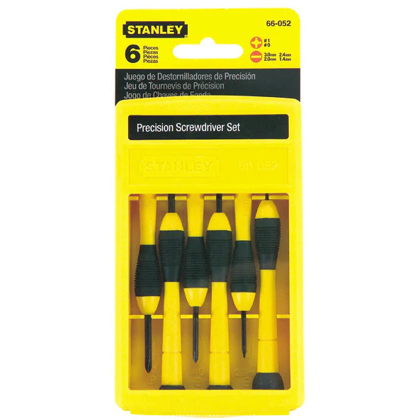 Set 6 Șurubelnițe FATMAX Precizie Stanley Dreapta 1.4/2/2.4/3mm Phillips PH0 PH1 Negru/Galben — imaginea 2