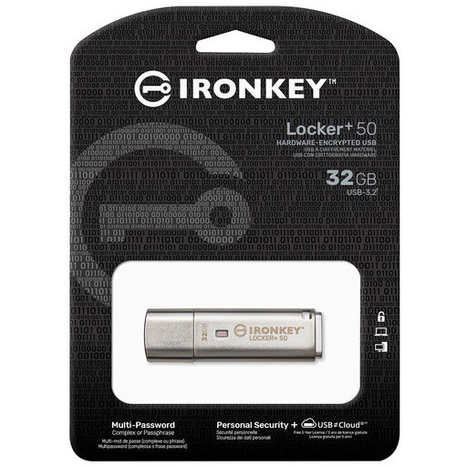 Memorie USB Kingston IronKey Locker+50 32GB USB 3.2 Silver — imaginea 5