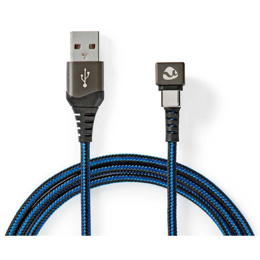 Cablu USB 2.0 A Tata la USB-C Tata 2m Negru / Albastru