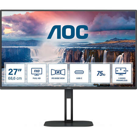 Monitor LED AOC 27V5CE 27 inch FHD IPS 1ms 75Hz Black