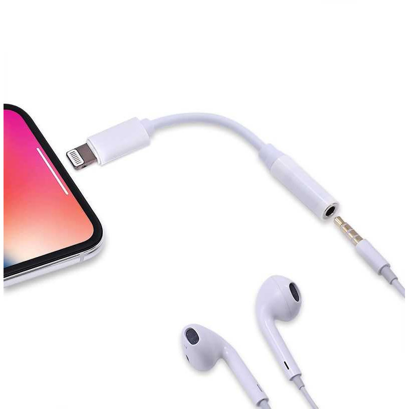 Adaptor WELL Lightning Tata la Jack 3.5mm Mama 10cm Alb — imaginea 2