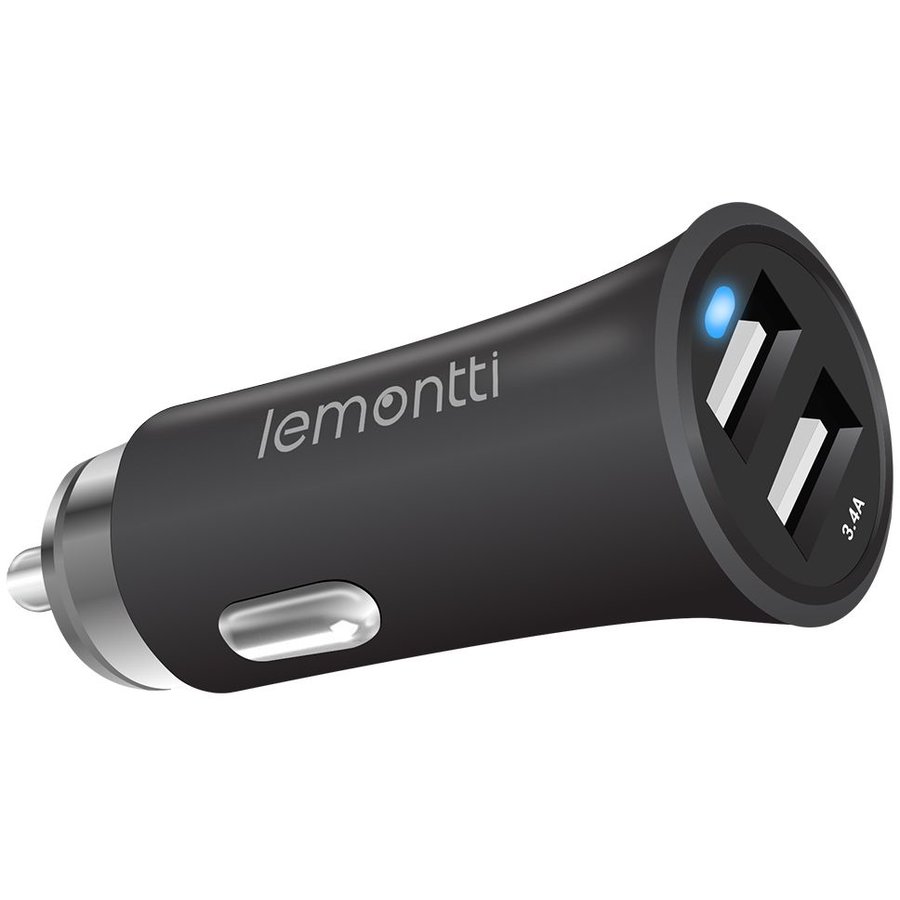 Incarcator Auto Lemontti 3.4A Dual USB Negru