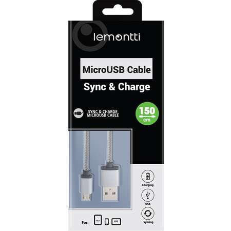 Cablu Lemontti USB la MicroUSB 1.5m Gri
