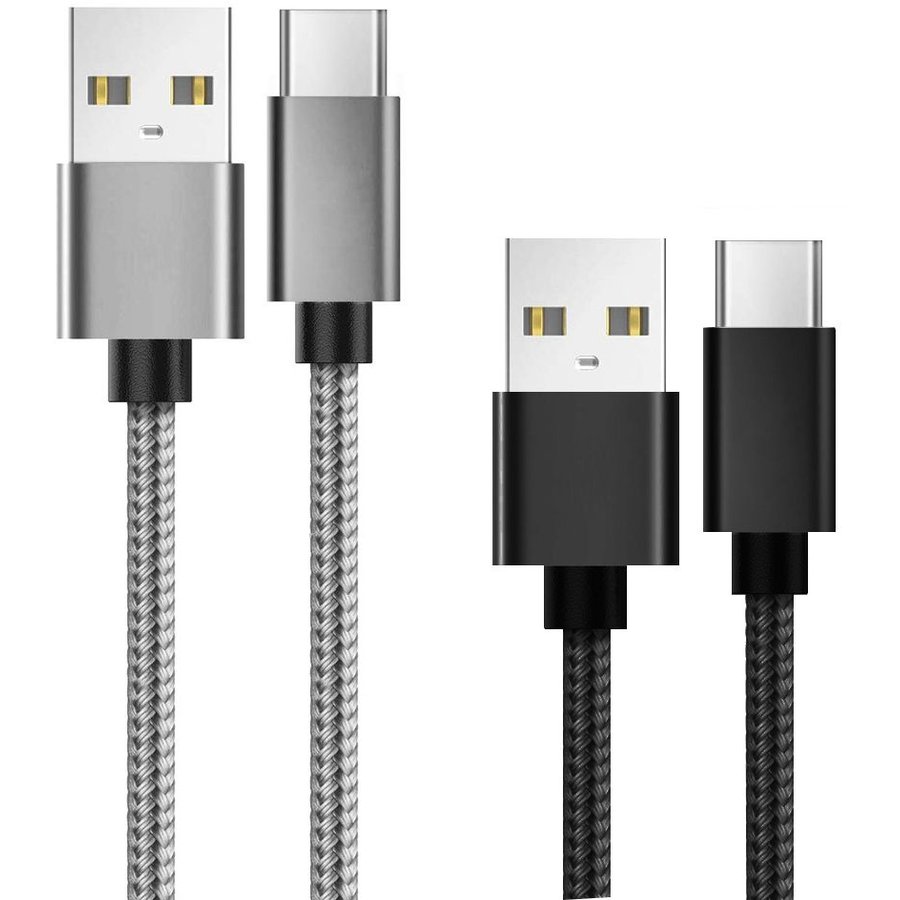Set Cabluri Lemontti USB la Type-C 0.5m Negru și 1m Gri