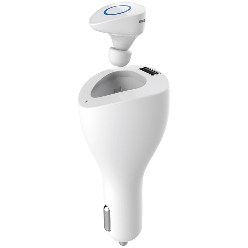 Cască Devia Vortex Incarcator Auto 2.1A Alb