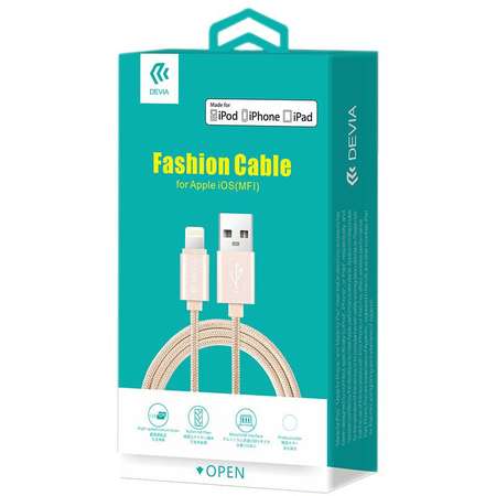Cablu de date Devia Fashion MFI Lightning 1.2m Rose Gold