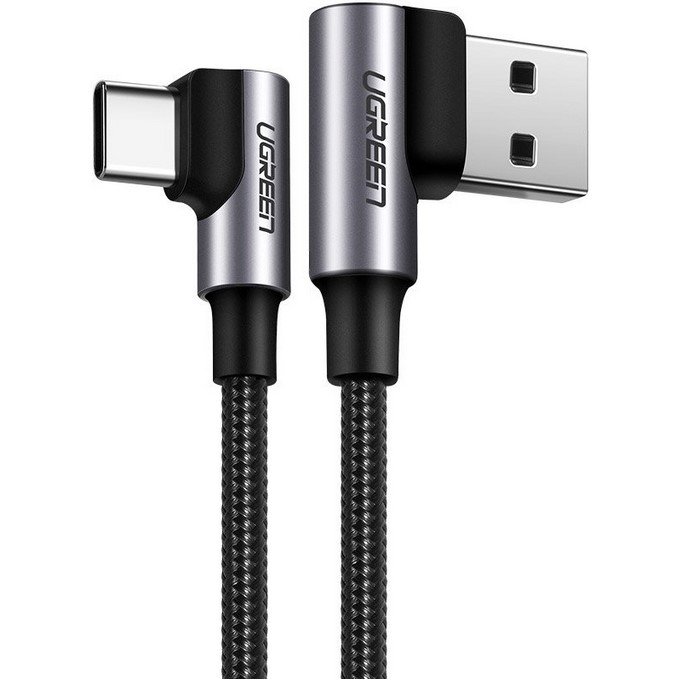 Cablu de date si Incarcare US255 USB la USB Type-C Complete Angled 90 3A 1m Negru
