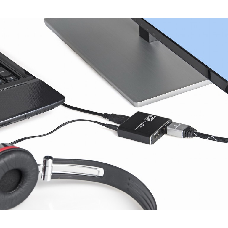 Conector video Gembird UHG-4K2-01 USB HDMI 4K pass-through Negru — imaginea 3