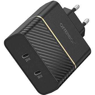 Incarcator OtterBox Fast Charge 2x USB-C 50W, Power Delivery 3.0, Negru