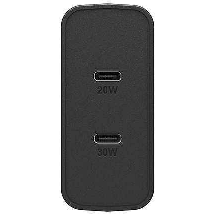 Incarcator OtterBox Fast Charge 2x USB-C 50W, Power Delivery 3.0, Negru