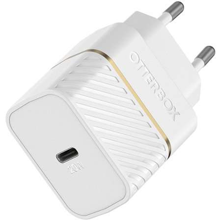 Incarcator OtterBox Fast Charge USB-C 20W, Power Delivery 3.0, Cablu Lightning 1m inclus, Alb