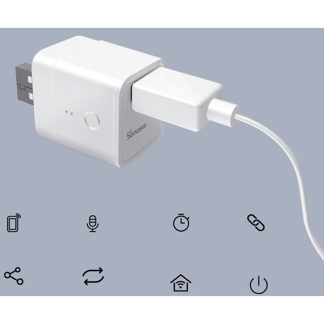 Adaptor Smart Sonoff Micro USB Control Vocal și Prin Aplicație 5V WiFi Alb — imaginea 2