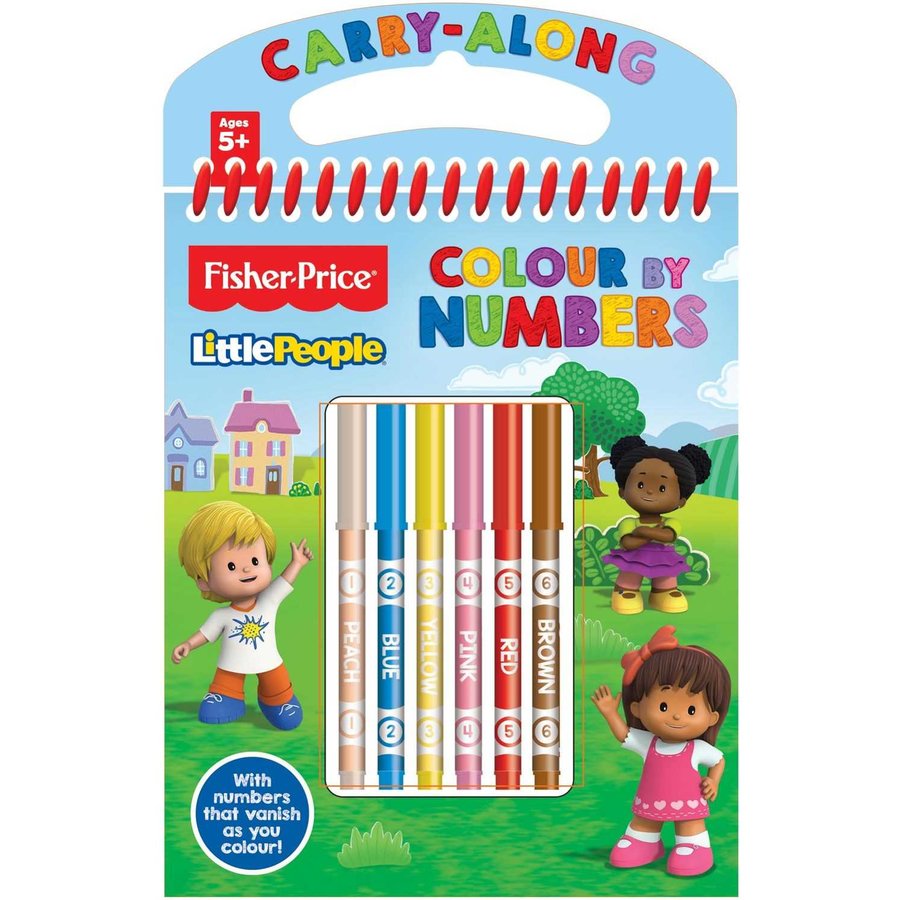 Carte de Colorat Fisher Price Little People cu 6 Carioci Incluse