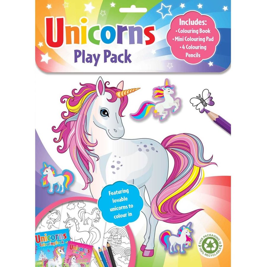 Set 2 Carti de Colorat cu 4 Creioane Unicorns Play Pack