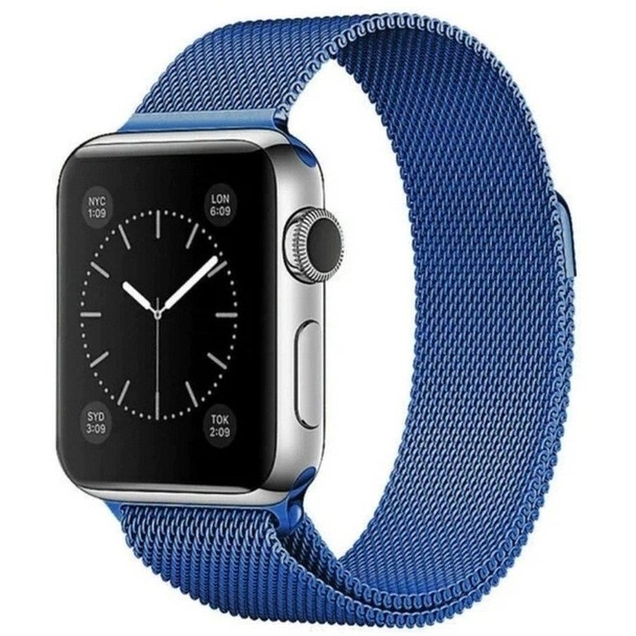 Accesoriu smartwatch Curea otel inoxidabil Magnetic Strap compatibila cu Apple Watch 1/2/3/4/5/6/SE 42/44mm Blue
