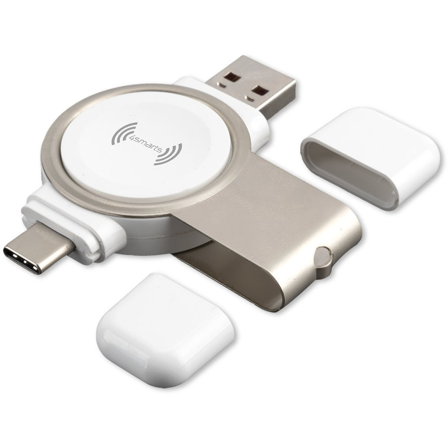 Incarcator VoltBeam Mini compatibil cu Apple Watch, USB/USB-C, 2.5W, Alb