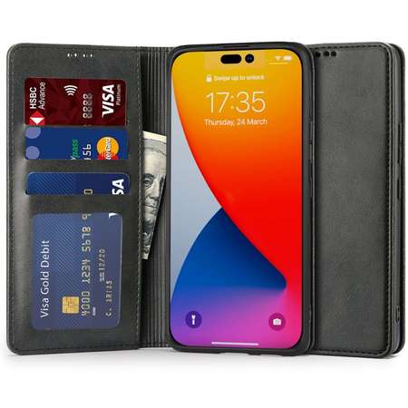 Husa TECH-PROTECT Wallet Magnet compatibila cu iPhone 14 Pro Black